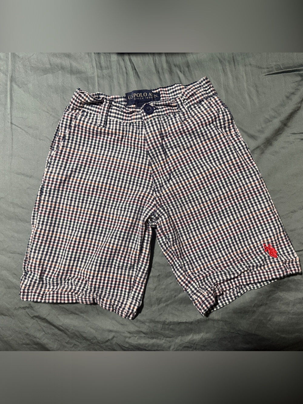 U.S. Polo Assn. Boys Red, Navy & White Gingham Shorts